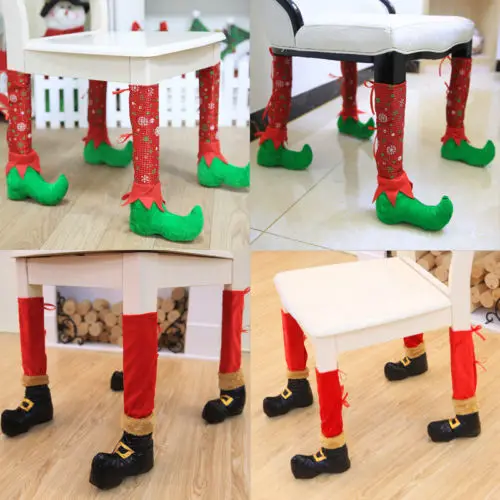

Christmas Chair Foot Socks Table Legs Cover Stocking Santa Boots Home Decoration