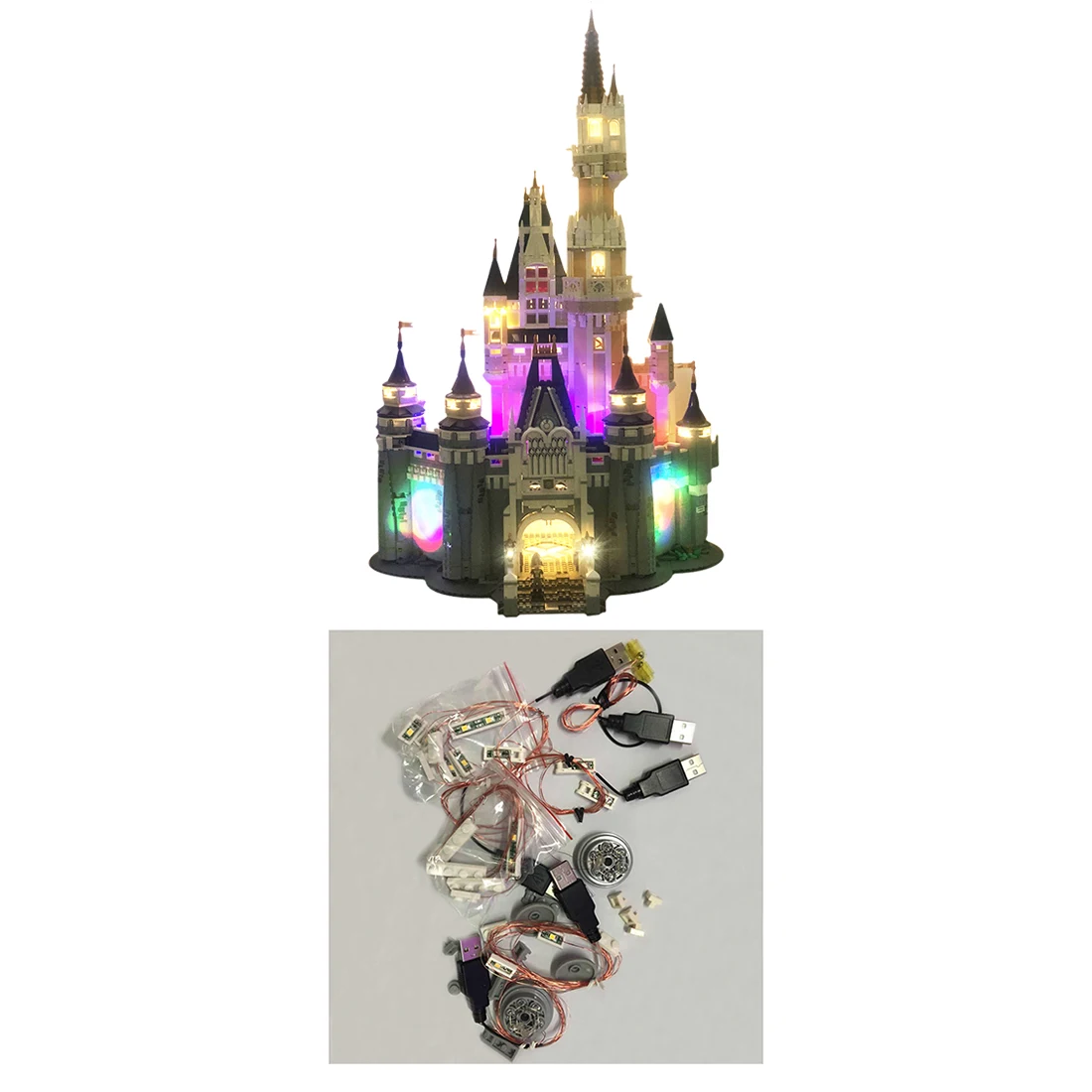 

USB Lighting Component Parts Small Particle Building Block Accessories Educational Toys for L E G O Castle Updated Version 71040