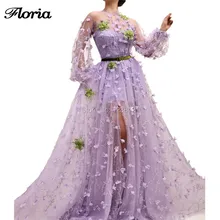 Элегантное Вечернее Платье с арабским цветком, с длинными рукавами, Дубай, aibbye, кутюр, платье для выпускного вечера, Robe de soiree, турецкие пышные платья