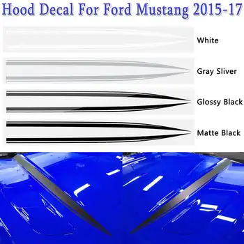 

2pcs/set 2-Line Style Black White Sliver Hood Bonnet Stripes Sticker Hood Decal Trim Cover For Ford For Mustang 2015 2016 2017