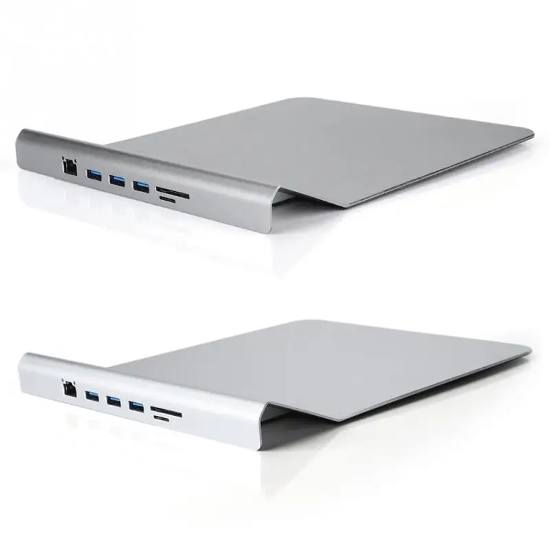 

Multifunction Aluminum Alloy Mouse Pad with RJ45 USB 3.0 SD Card Micro SD Card Interface HUB Docking Station