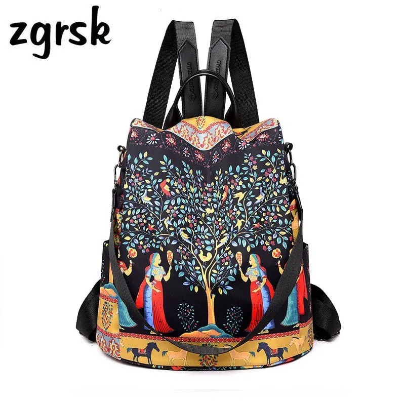 

Brand Cartoon Waterproof Oxford Women Anti-theft Backpack High Quality School Bag For Women Black Multifunctional Bags