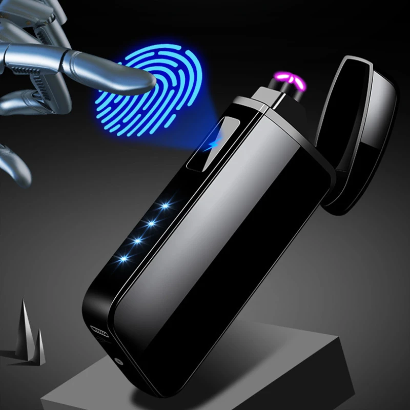 Новая Металлическая электрическая зажигалка с гнездом USB power display перезаряжаемая Зажигалка для сигарет с двойной дугой Плазменные зажигалки высокого качества Gfit