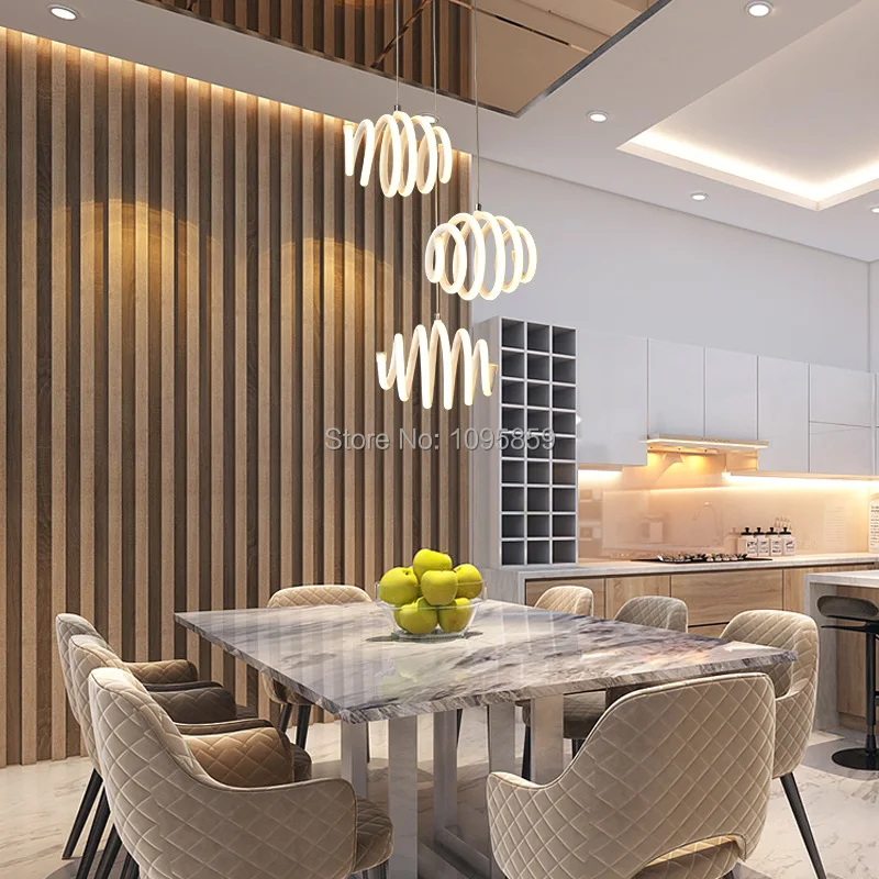 

Postmodern Nordic LED chandelier white Dining Room Lights aluminum Restaurant decoration hanging Lamp