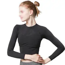 Повседневное осень зима рубашка для спорта и йоги камуфляж тонкий одежда с длинным рукавом пупок чистая ткань для женщин бег training рубашка