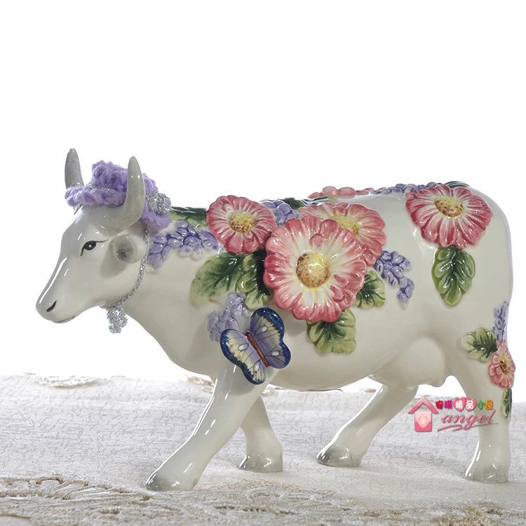 

Ceramic Creative Cow Lady Girls Bull Home Decor Crafts Room Decoration Handicraft Cattle Porcelain Wedding Decoration Figurine