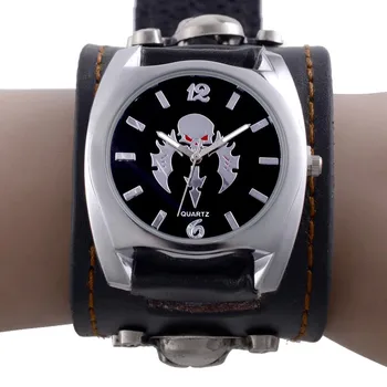 

FAITHEASY New Style Relogio Masculino Retro Punk Rock Brown Big Wide Leather Bracelet Men Watch Cool Fashion Gift