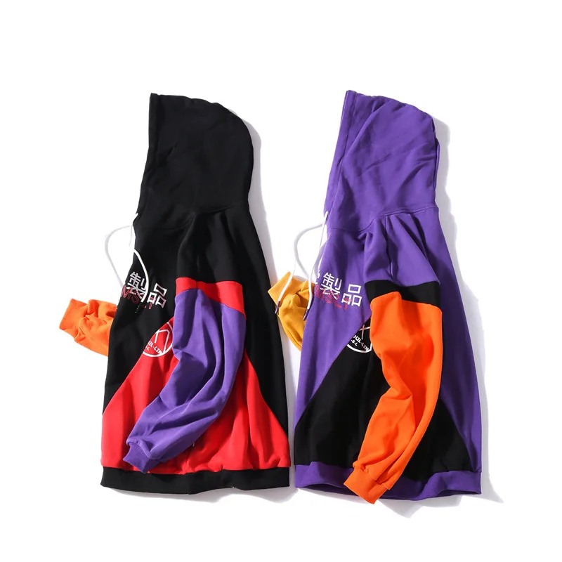 

2019 Summer Autumn New High Street Hoodies Chinese Letter Print Hip Hop DJ Hooded Sweatshirt Casual Coat Men's