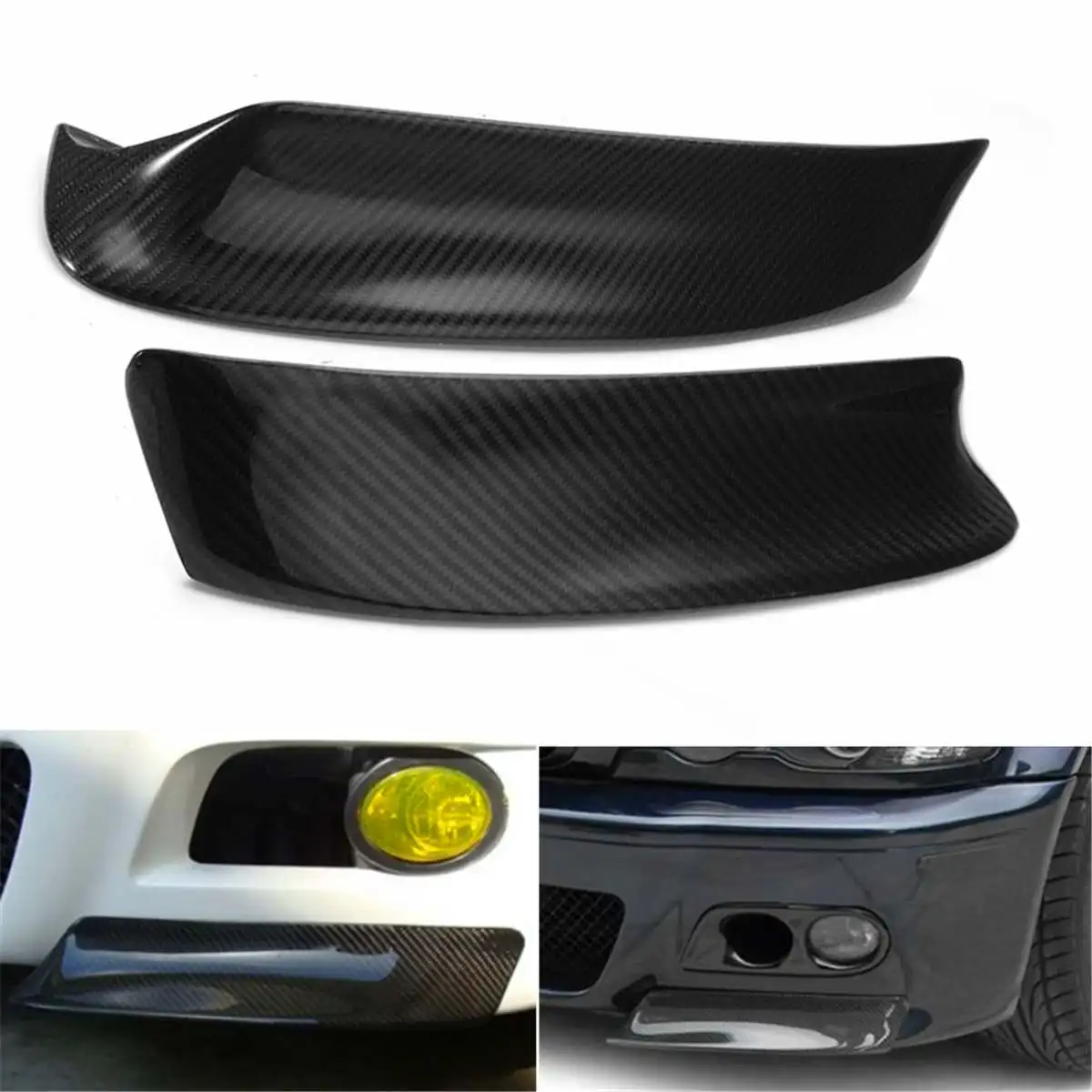 

1Pair Racing Carbon Fiber Style Front Bumper Lip Diffuser Splitters Canard Splitter Air Vent Cover Trim for BMW E46 M3 1999-2006