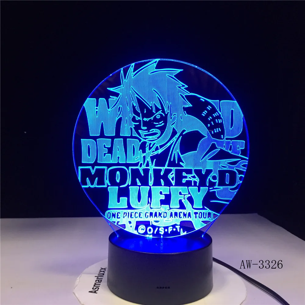 

3D Led Vision Anime Luffy Modelling Night Light Usb One Piece Table Lamp 7 Colors Changing Home Decor Light Fixtures AW-3326