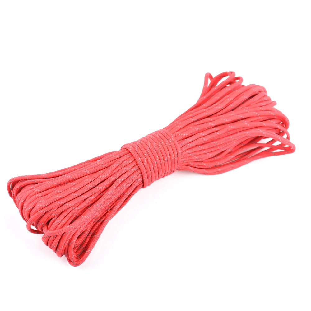 100FT Reflective Paracord Cord Lanyard Tent Rope 9 Strands Camping Cord