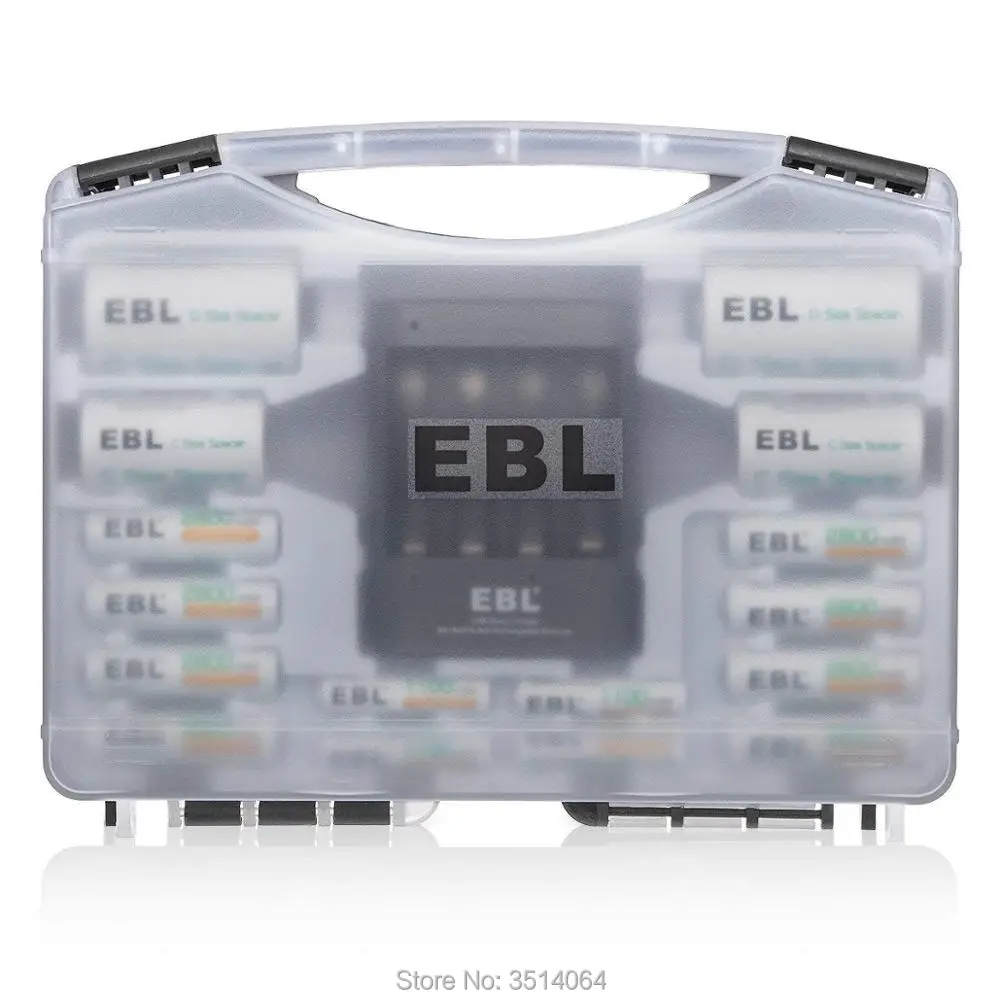 

EBL Rechargeable Batteries Combo(8 AA Batteries + 4 AAA Batteries) with 40Min iQuick Battery Charger +2Pcs C/D Converters