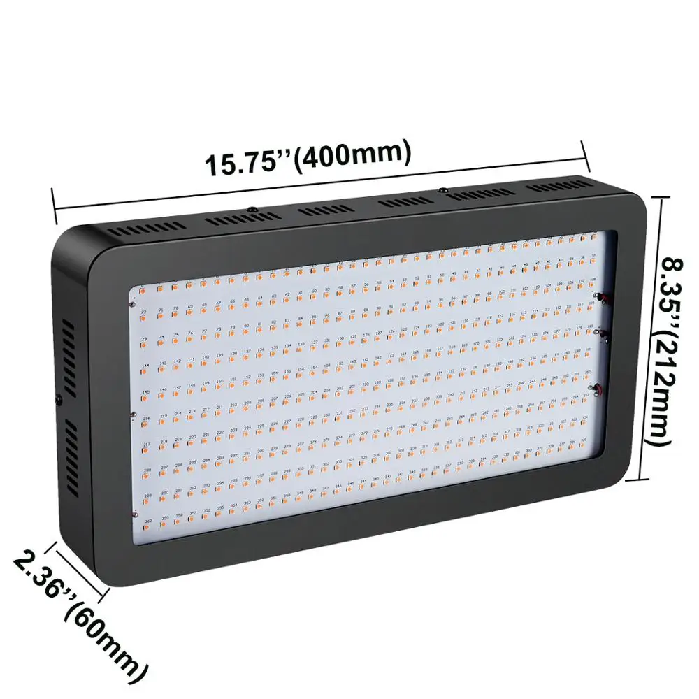 2000W Hydroponics Growing Lamps 380~850nm Full Spectrum LED Grow Light with Red UV IR for Indoor Herbs and Plants Veg/Flowering