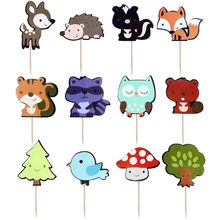 36 шт. Животные торт фигурки жениха и невесты; Лесной декоративные мультфильм милый торт Декор вечерние поставки кекс выбирает для вечерние на свадьбу и день рождения