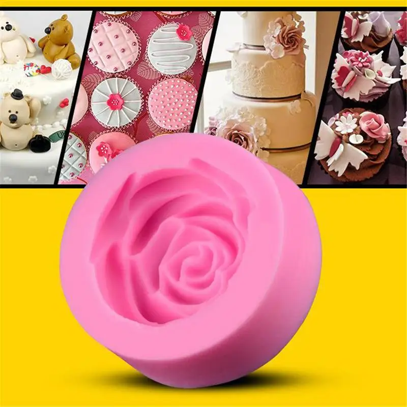 Силиконовые формы 3D розы DIY Fondant торт шоколадный сахар украшения Многоцелевой