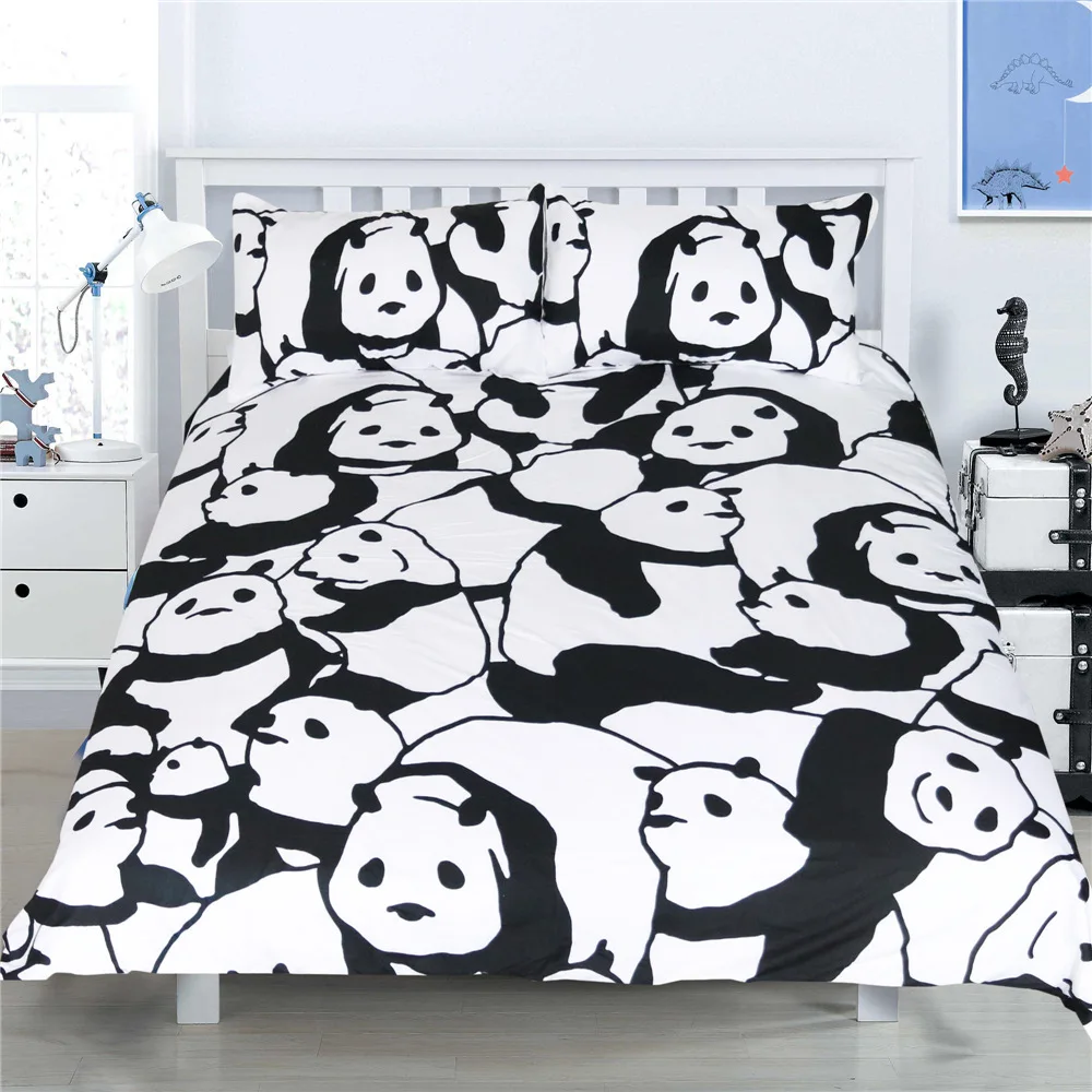 Panda Pattern Bedding Set Duvet Cover Pillow Case King Queen Full Twin