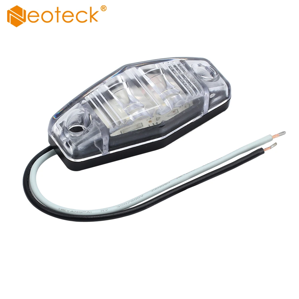 

Neoteck 4PCS 12V 24V High Quality 2LED Front Side Marker White Lights For Car Truck Van Trailer Lorry Lamp Lights