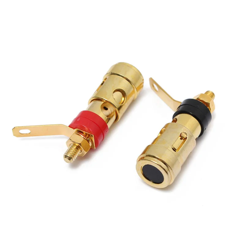

2Pcs 40mm Gold Plated Brass Binding Post Spring Loaded Press Terminal Self Locking Banana Speaker Plug Jack Connector