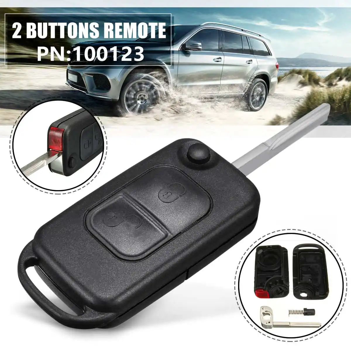 

2 Buttons Lock Unlock Replacement Remote Key with HU64 Blade FOB For Mercedes for Benz A C E S class MB case