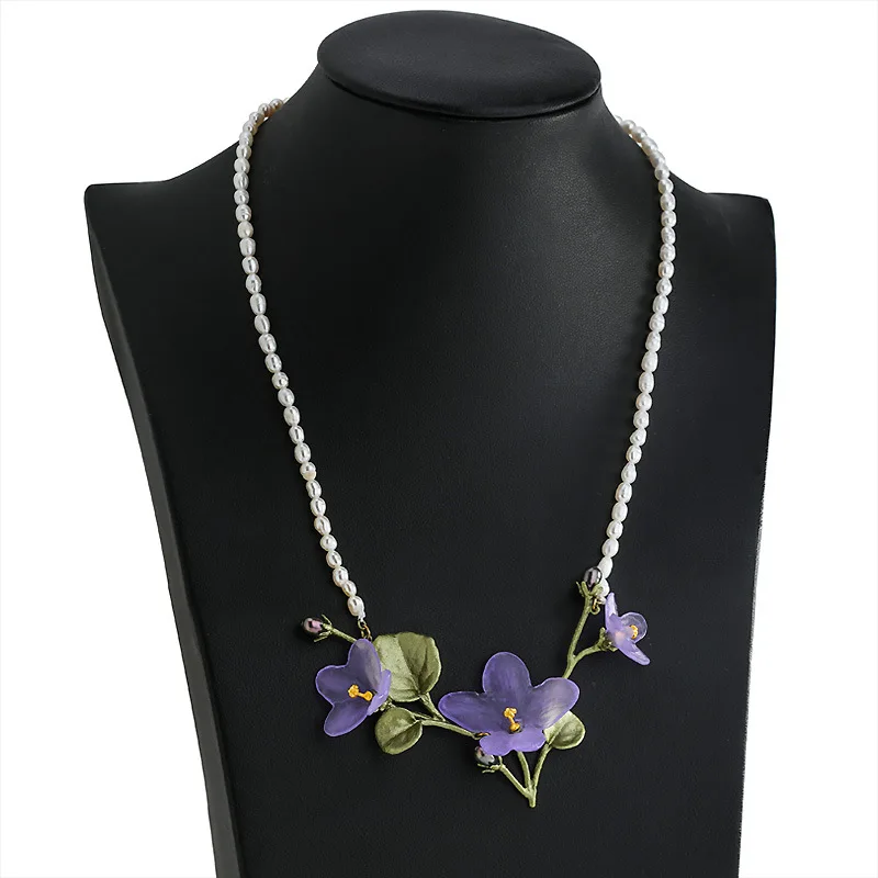 

Free shipping new product African purple violet natural pearls necklace