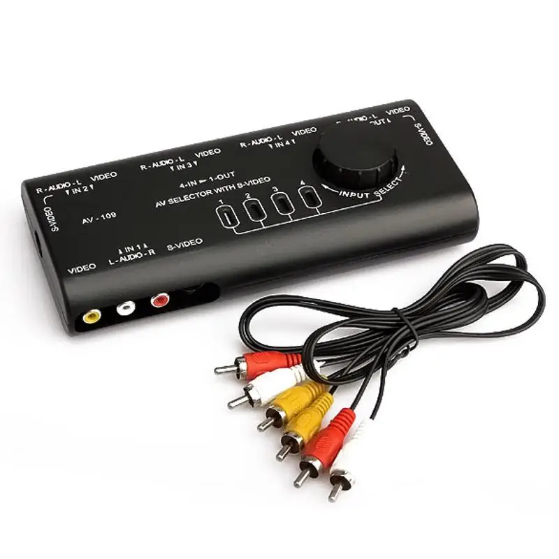 

Practical AV Audio Video Signal Switcher 4 Input 1 Output Switch Video System for XBOX for PS1 TV Game Player