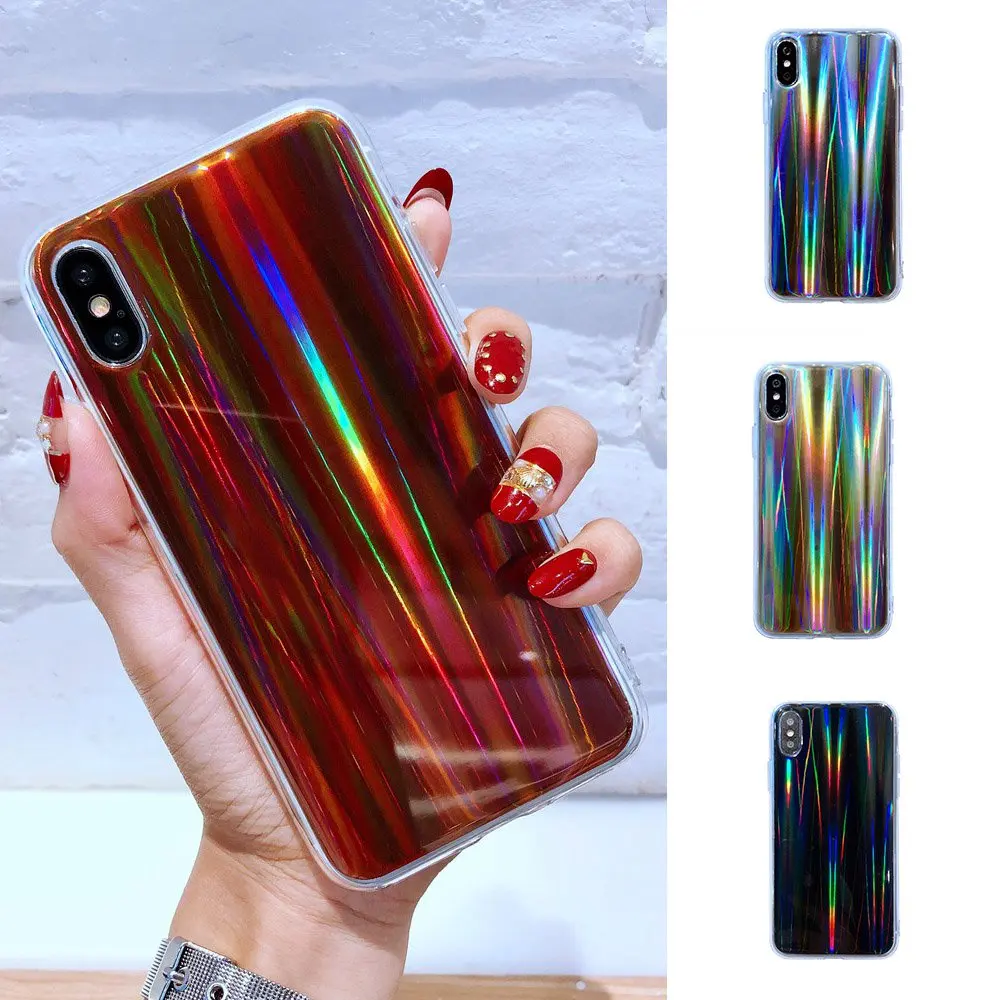 Лазерный чехол для iPhone X XSMax XR с блестками Aurora Rainbow IMD 6 S 7 8 Plus 5 5S SE shell #4 |