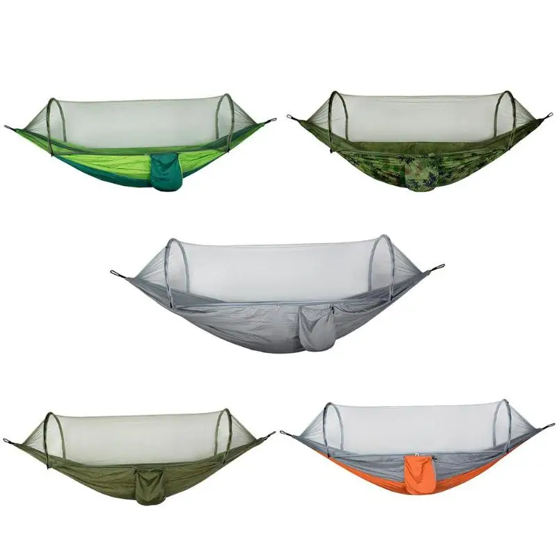 

1-2 Person Portable Outdoor Camping Hammock with Mosquito Net High Strength Parachute Fabric Hanging Bed Hunting Sleeping Swing