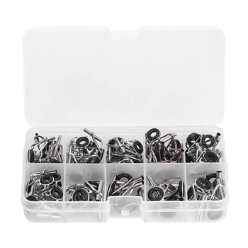 

80pcs Stainless Steel 10 Sizes Fishing Rod Guides Tips Eye Ring Sea Fishing Pole Line Guide Fishing Tackle Accessories