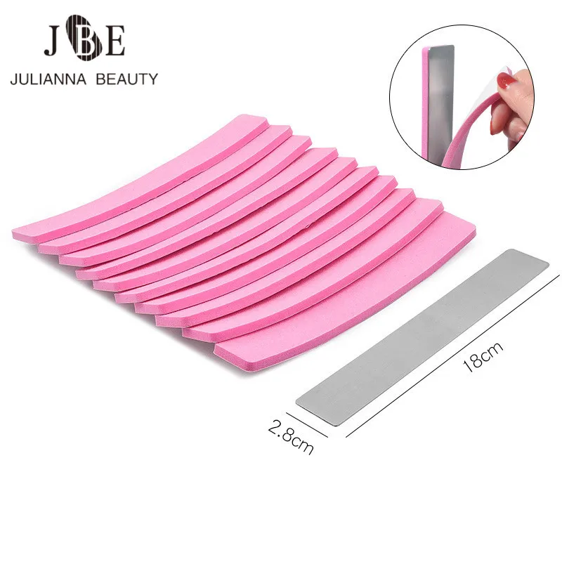 

Pink Double Sided Nail File Calluses Remover Stainless Steel Handle Sand Paper With 10 pcs Replacement Sand Buffer Paper Sponge