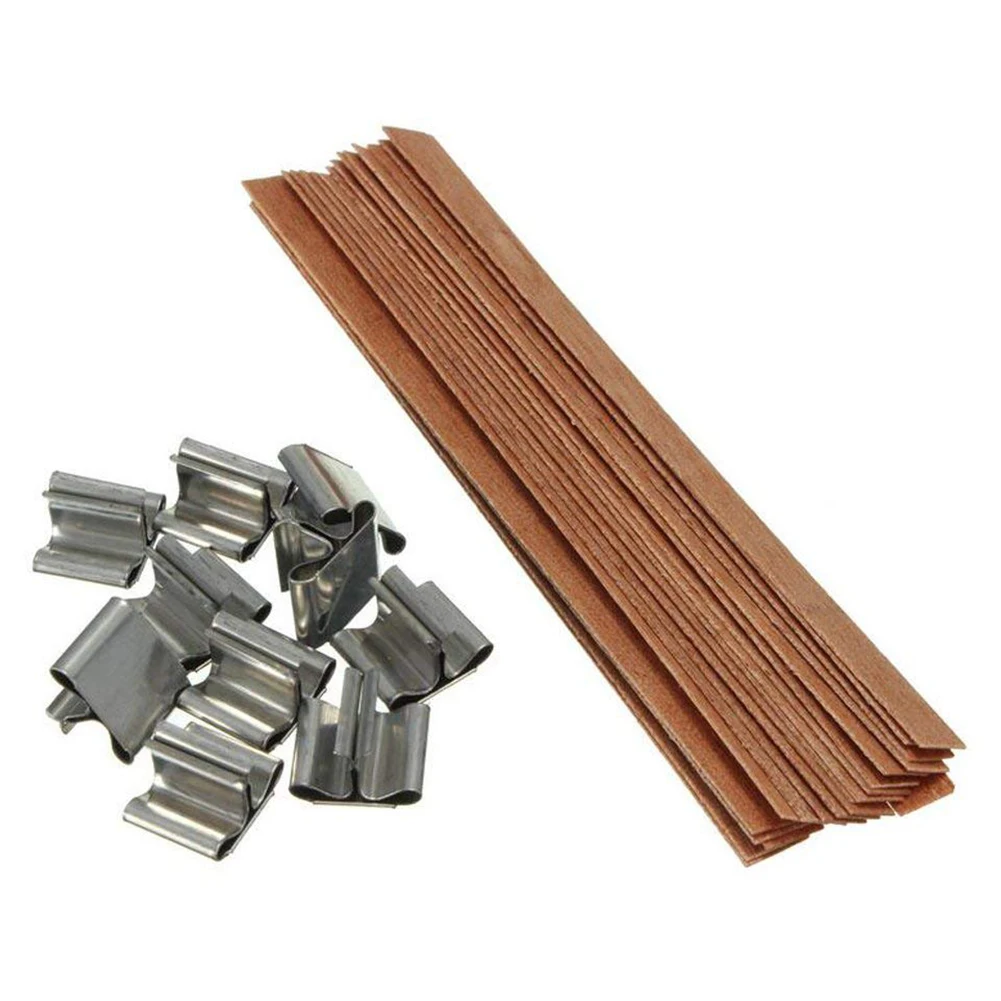 50Pcs Wood Wicks With Sustainer Genuine Wooden Wicks Clips For Homemade