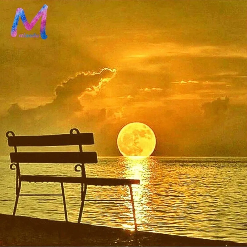 

MIAODU 5D DIY Diamond Painting Landscape Mosaic Diamond Embroidery Sunshine Ocean Full Square Decor Home Picture Of Rhinestone