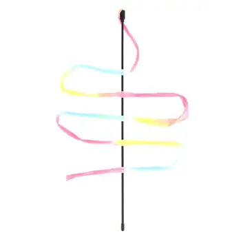 

Pet Cat Toys Rainbow Cloth Stripe Tease Cats Rod Teaser Toy cat stick