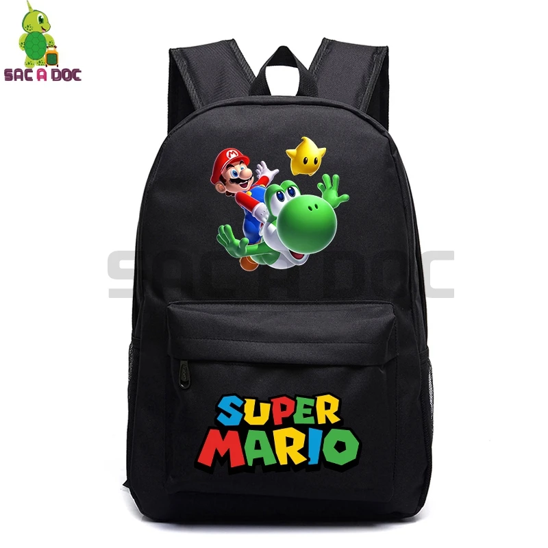 

Super Mario School Bags for Teenage Girls Boys Daily Backpack Womens Mens Laptop Backpack Mario Yoshi Printed Travel Rucksack