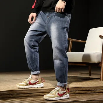 

#2027 Autumn Winter Denim Jeans Men Japanese Streetwear Harem Jeans Homme Loose High Quality Fashions Jeans Size 40 Full Length