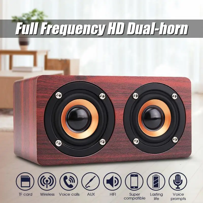 

LEORY Bluetooth 4.0 Wooden HIFI Speaker Dual Loudspeakers 10W Portable Wireless Speaker for Smartphones Altavoz Bluetooth