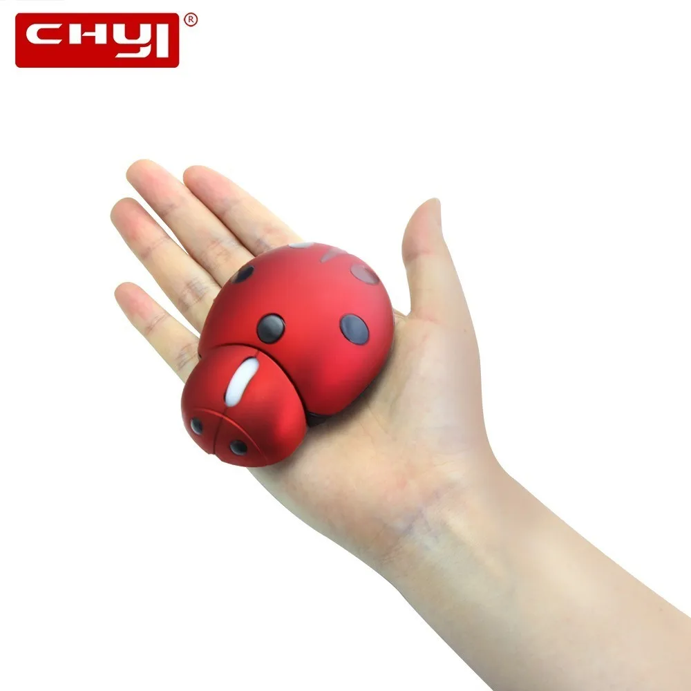 

CHYI Wireless Laser Mini Ergonomic Computer Mouse Portable Creative Ladybug Shape Cute Usb Animal Mause Gift PC Mice For Laptop