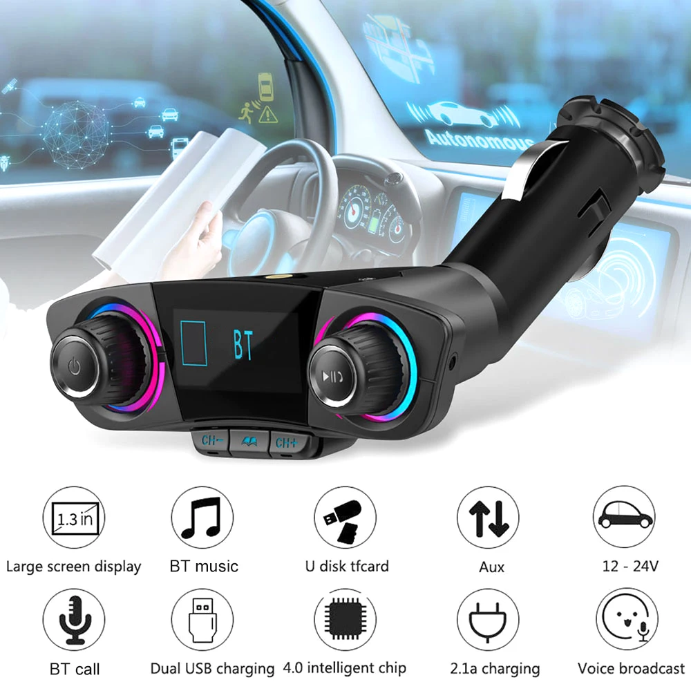 

BT Handsfree FM Transmitter Aux Modulator Car Kit Car Audio MP3 Player with Charge Dual USB Car Charging For Bmw Ford VW Audi A3