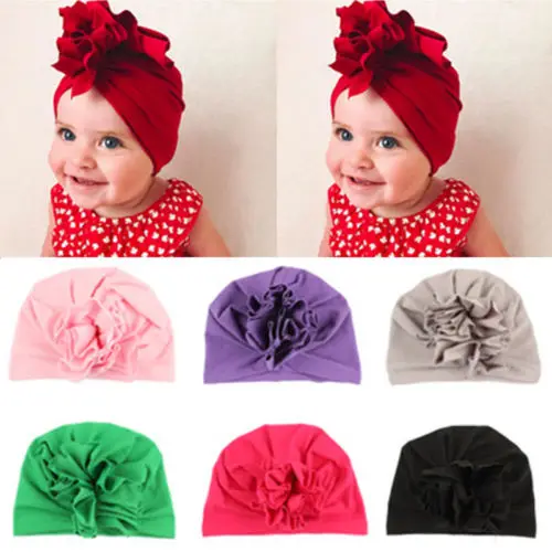 Newborn Baby Girl Boy Bow Knot Flower Cute India Cap Turban Headband Wrap Hat US