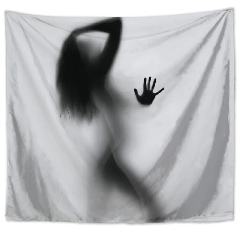

Figure Pattern Wall Tapestry Black White Hippie Boho Home Decor Wall Cloth Tapestries Mandala Tapestry Wall Hanging Shadow Throw