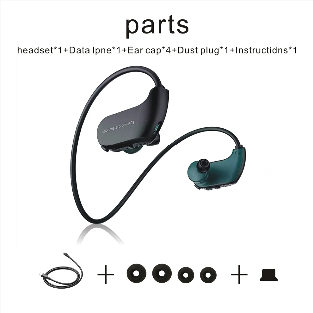 Fashion Outdoor IPX8 Waterproof Sport Diving Running swimming earphones MP3 Player 8GB Memory Dustproof HiFi Music Headphone