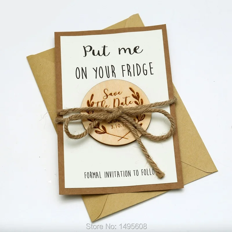  Wreath Save the Date Magnet Custom Engraved Wooden Save the Date Wedding gifts for guestsRustic Wed - 32962153128