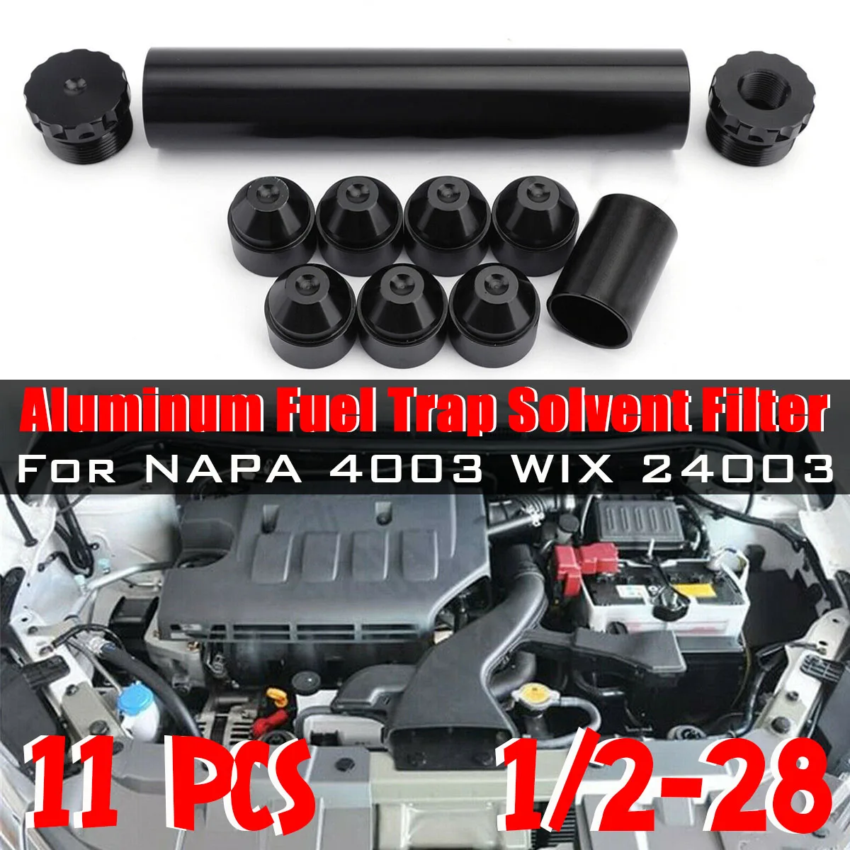 

1"X6" Black NAPA 4003 WIX 24003 FUEL TRAP/SOLVENT FILTER for .22LR (OD: 1.050" +/-0.05", Overall Length: 6"+/-0.05")