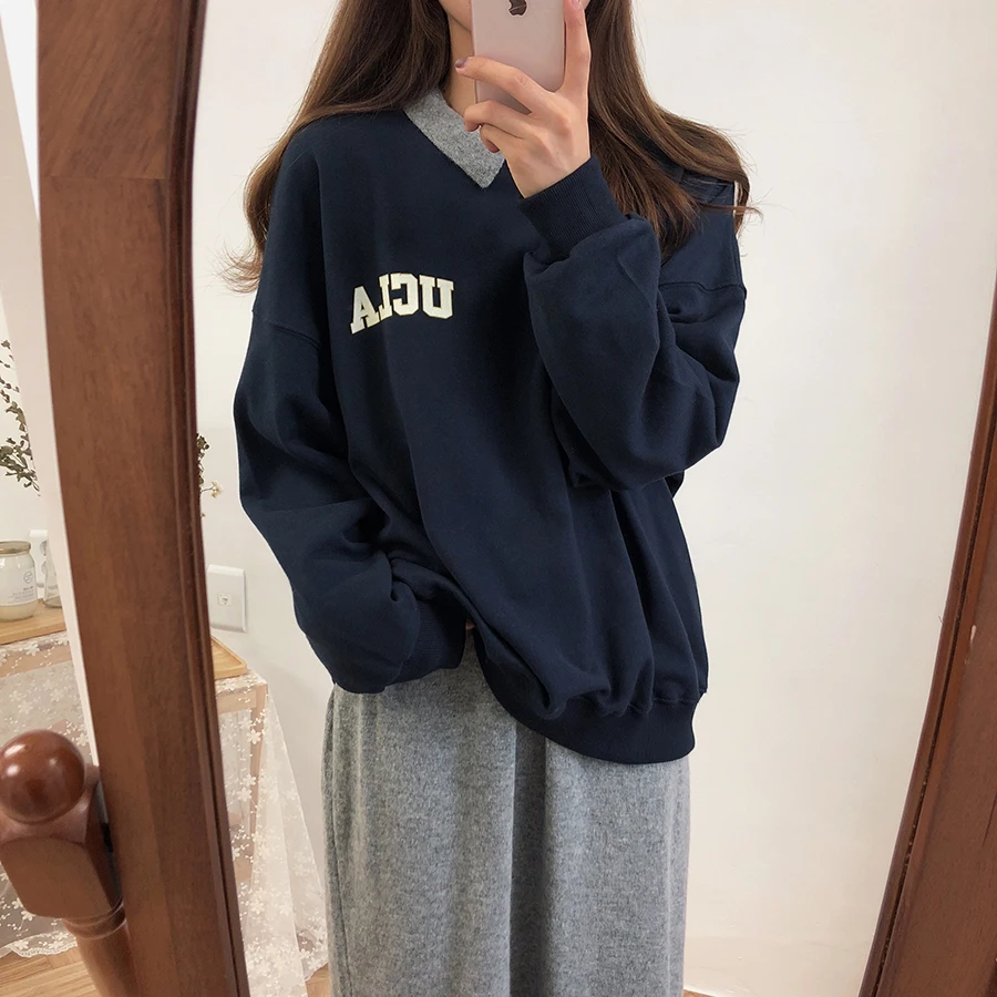 

vestidos letter printed fleece 2018 new winter Casual Fleece women Hoodies Sweatshirts Pullovers loose Hooded Female thick coat