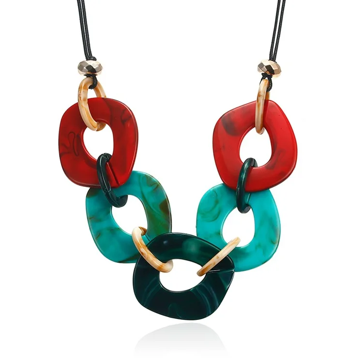 

BYSPT Circle Acrylic Boho Necklace Vintage Weaving Collar Choker Necklace For Women Jewelry Hyperbole Pendant
