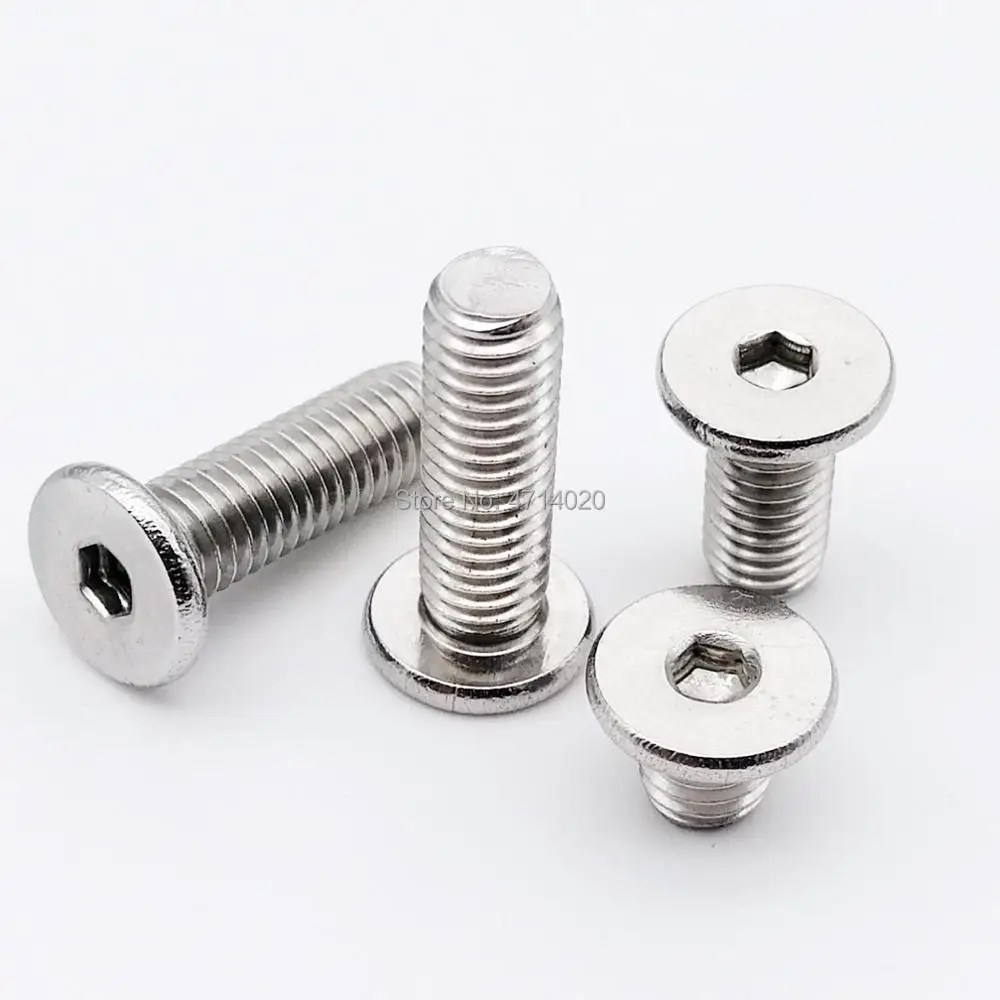 10//50Pcs CM M2 M2.5 M3 M4 M5 M6 304 Stainless Steel Hex Hexagon Socket Ultra Thin Super Low Flat Wafer Head Allen Cap Screw Bolt 14mm M6 10pcs