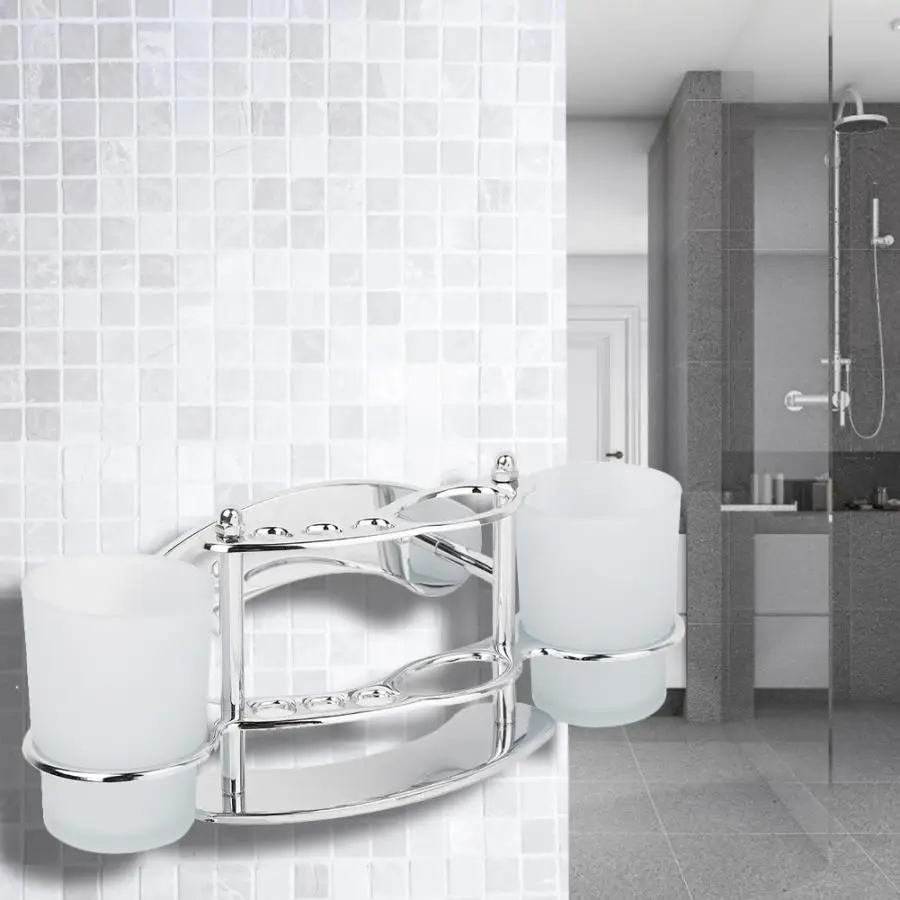 

Modern Toothbrush Cup Holder Stainless Steel Wall Mounted Bath Cup Rack Bathroom Hardware High Quality