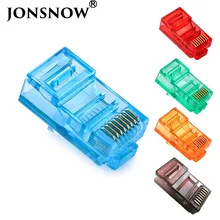 JONSNOW 20/50/100PCS RJ45 Ethernet Cables Module Plug Network Connector RJ-45 Crystal Heads Cat5 Color Cat5e Gold Plated Cable JONSNOW 20/50/100PCS RJ45 Ethernet Cables Module Plug Network Connector RJ-45 Crystal Heads Cat5 Color Cat5e Gold Plated Cable