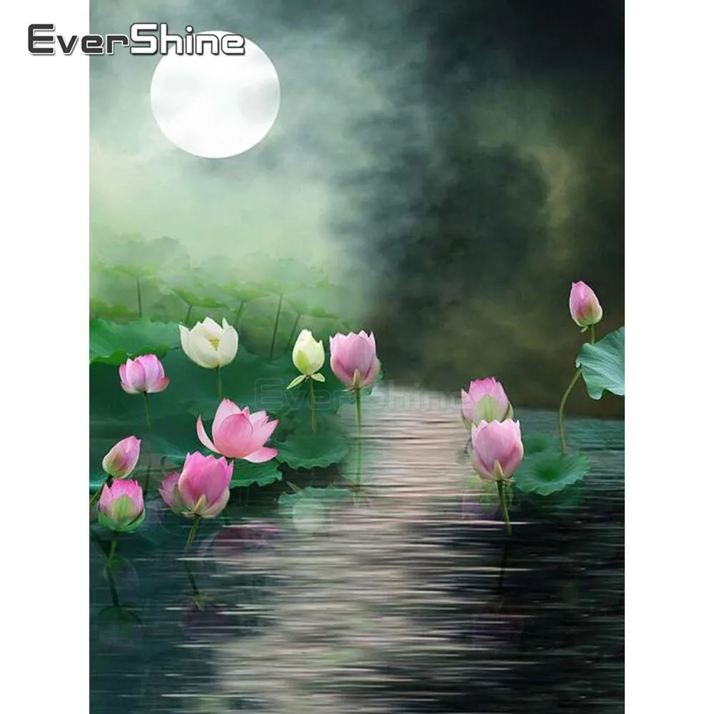 

Evershine Diamond Embroidery Lotus Full Square Diamond Painting Scenery Picture Of Rhinestones Diamond Mosaic Wall Decoration