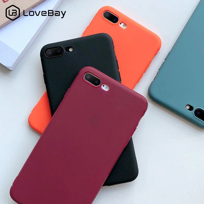 

Lovebay Simple Solid Color Case For iPhone 7 8 6 6s Plus X XR XS Max Silicone Phone Cases Candy Plain Soft TPU Back Cover Coque