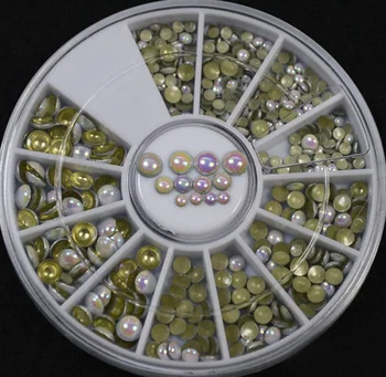 

1000pcs Hot 3 sizes together Multicolor white rivets Rhinestone Nail Art Decoration 6cm 12 grid Nail turntable